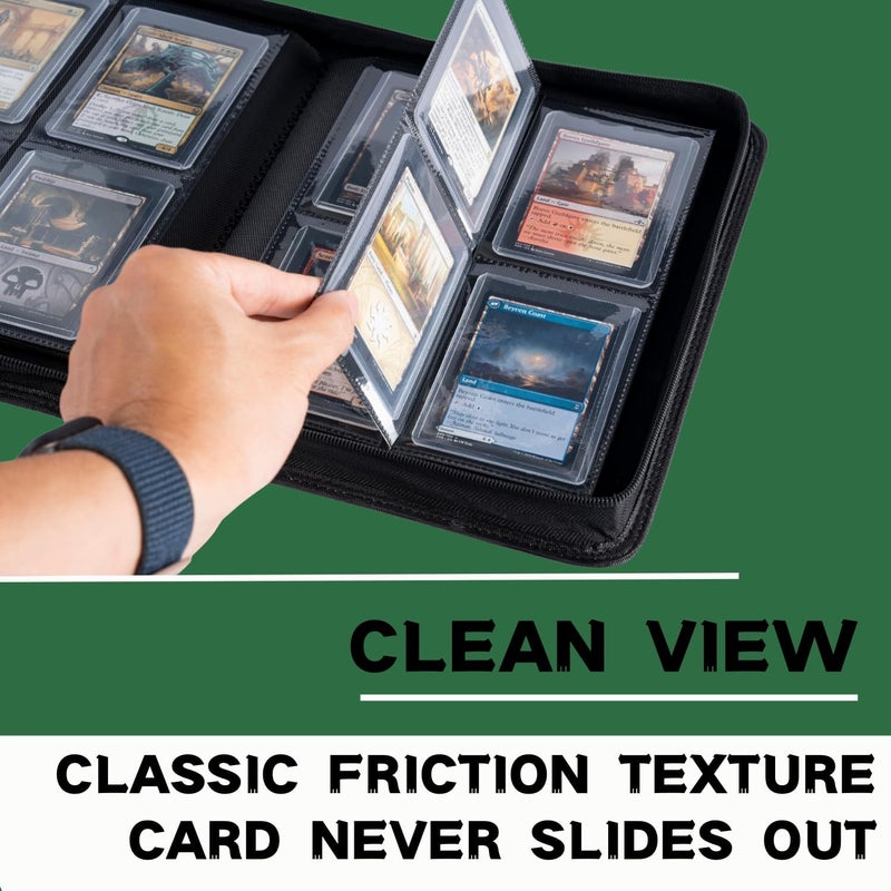 KUOOKING Toploader Binder, Holds 128+ Toploaders, 4 Pocket Top Loader Card Storage Case, Double-Sided Pockets for trading card in 3 x 4'' Toploaders（Green） - Image 4